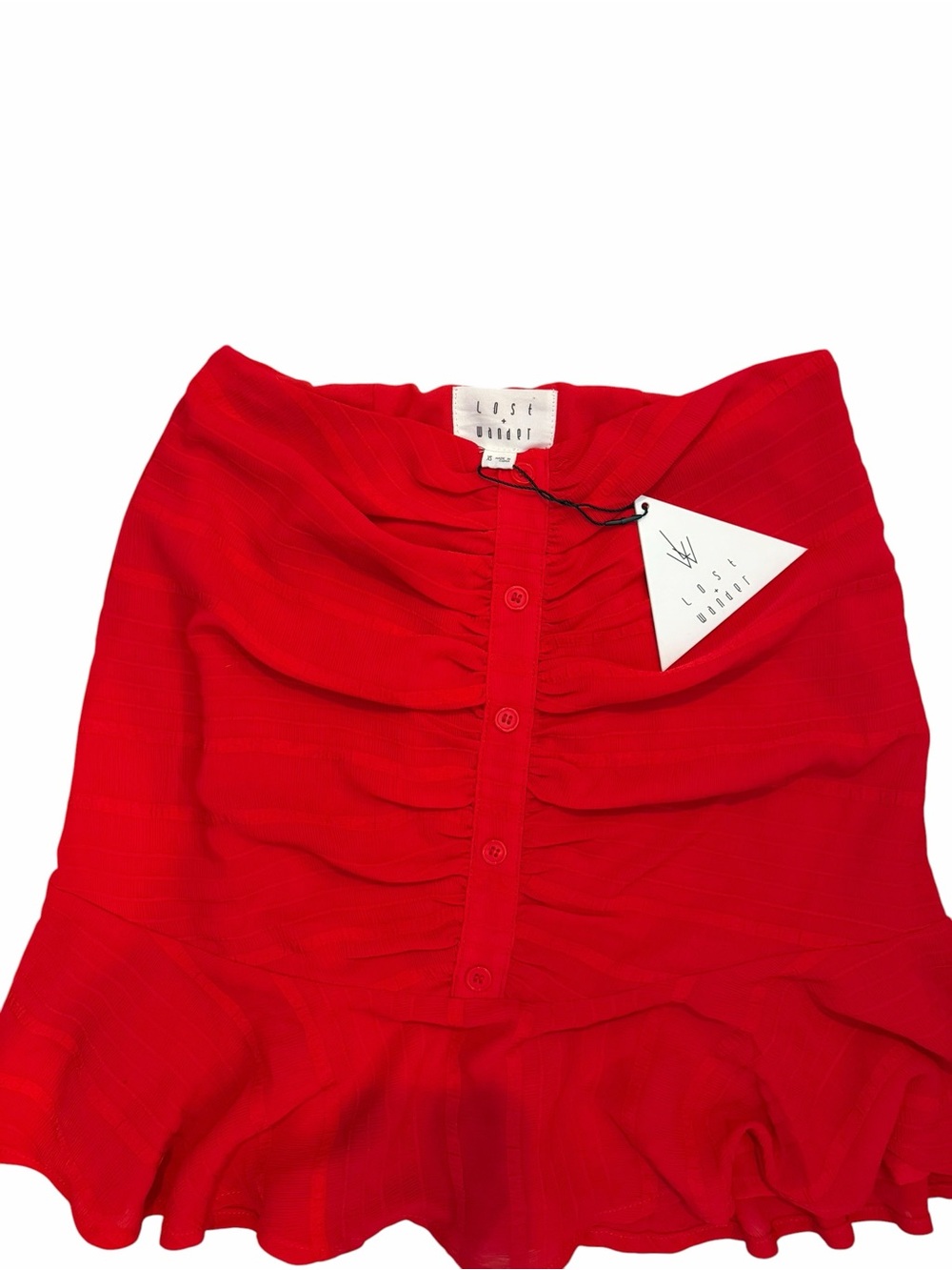 Lost + Wander NWT Red Ruched Ruffle Mini Skirt XS - Picture 3 of 4